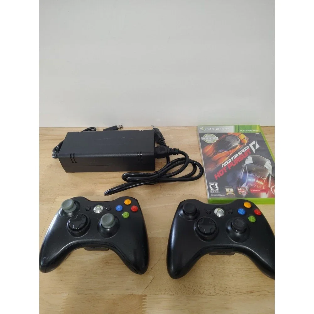 Microsoft Xbox 360 Lot 2 Wireless Controllers Power Supply & Need For Speed Game